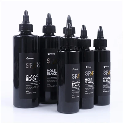 דיו לקעקועים מסדרת SPARK Black: סט מקצועי בעל 3 צבעים לדיוק ועומק