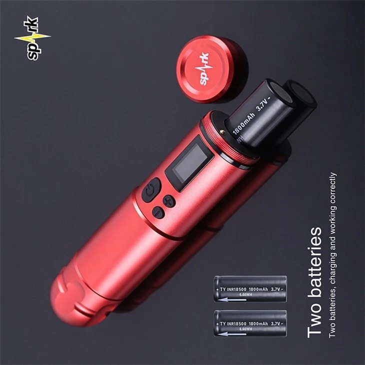מכונת קעקועים עט מקצועית 2 סוללות Spark מכונת קעקועים אלחוטית