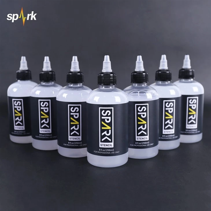 SAPRK 8 FL OZ (250 מ"ל) מקצועי מהיר יבש ללא יבש - דהייה של ג'ל סטנסיל העברת קעקועים חלק עבור אמני קעקועים