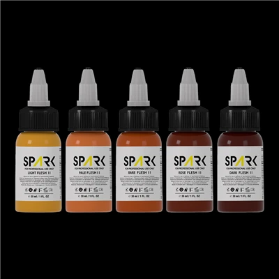 סט דיו לקעקוע בגוון בשר בקבוקי 1oz מקצועי - תואם REACH לאיחוד האירופי
