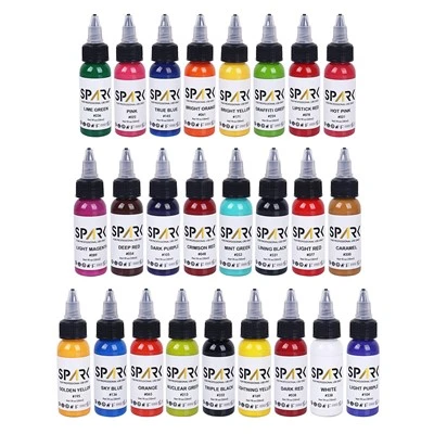 ניצוץ 25 בקבוקים סט קעקועים סט 1oz 30ml 25 יחידות לסט 66 צבעים לקעקוע