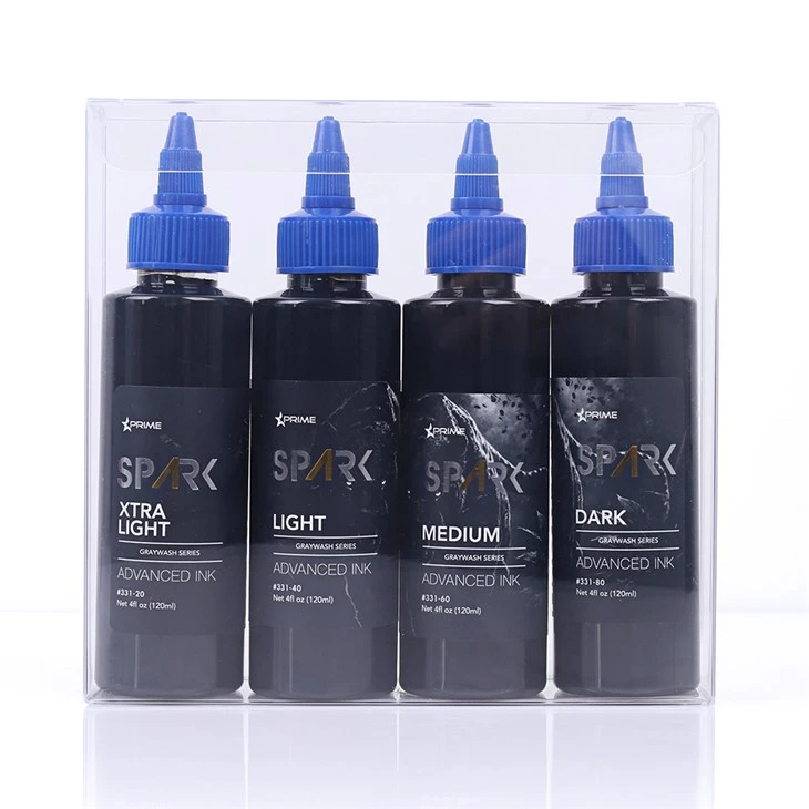 ניצוץ חדש ביותר 4oz*4 סטור אפור סט אטום למים דיו קעקוע זמני