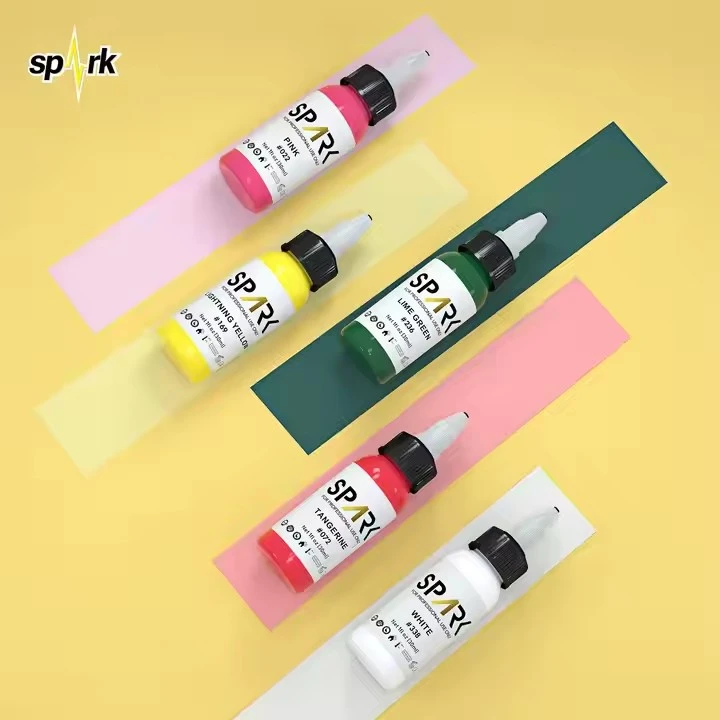 Spark אורגני 1oz (30ml) עור - ארוך ידידותי - מתמשך תוסס אפילו צביעה ארוכה - דיו קעקוע מתמשך לאמנות גוף