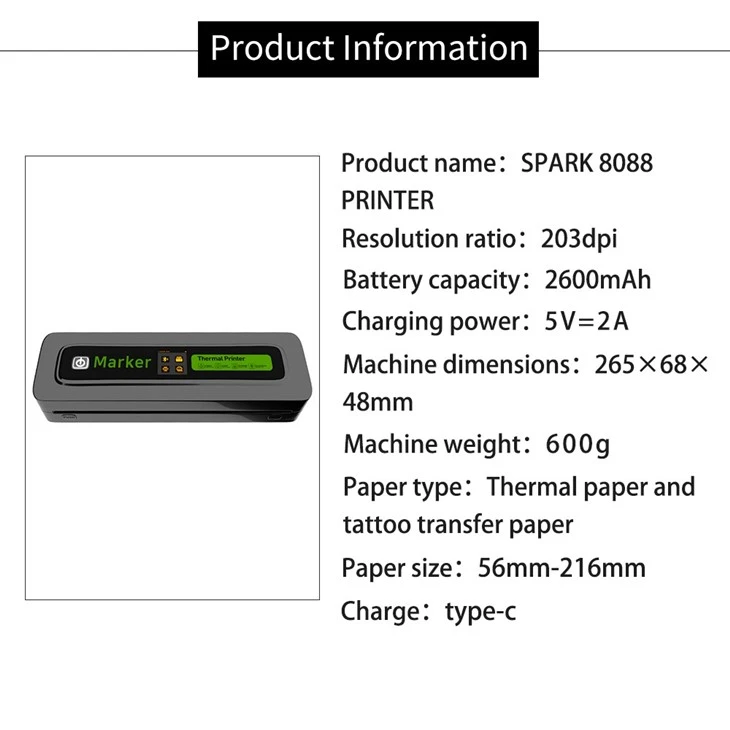 Wireless Bluetooth Temporary Thermal Template Printer For Body Art And Tattooing factory