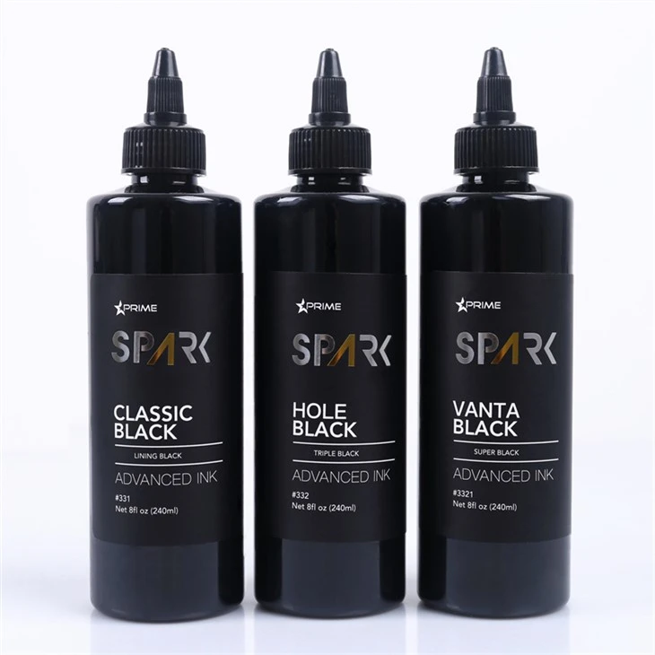 8OZ Black Ink Series בטנה שחורה קלאסית Black Spark Ink Tattoo Ink תצוגת דיו קעקוע מקצועית