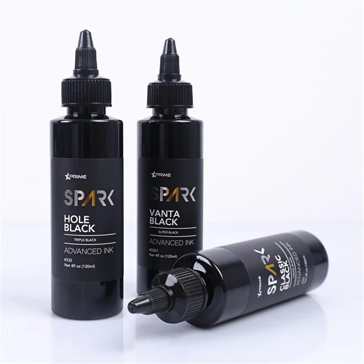 חור שחור 4OZ טריפל שחור דיו סדרת Spark Tattoo Ink Ink Ink Black Light