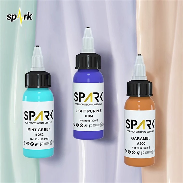 דיו לקעקוע נטול עופרת Spark Ink Ink Set תצוגת דיו לקעקוע מקצועית